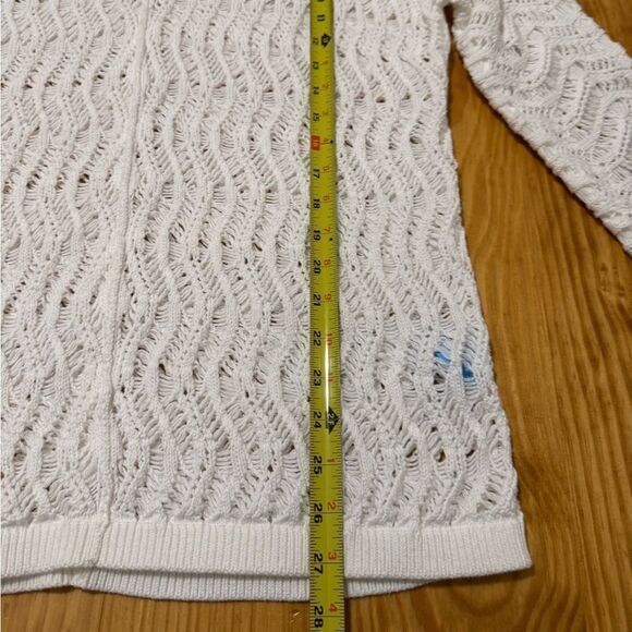 J McLaughlin Sweater Womens Medium White Crochet Knit Boho 100% Cotton - Picture 5 of 8